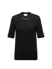 Necklace Knit Top | Black