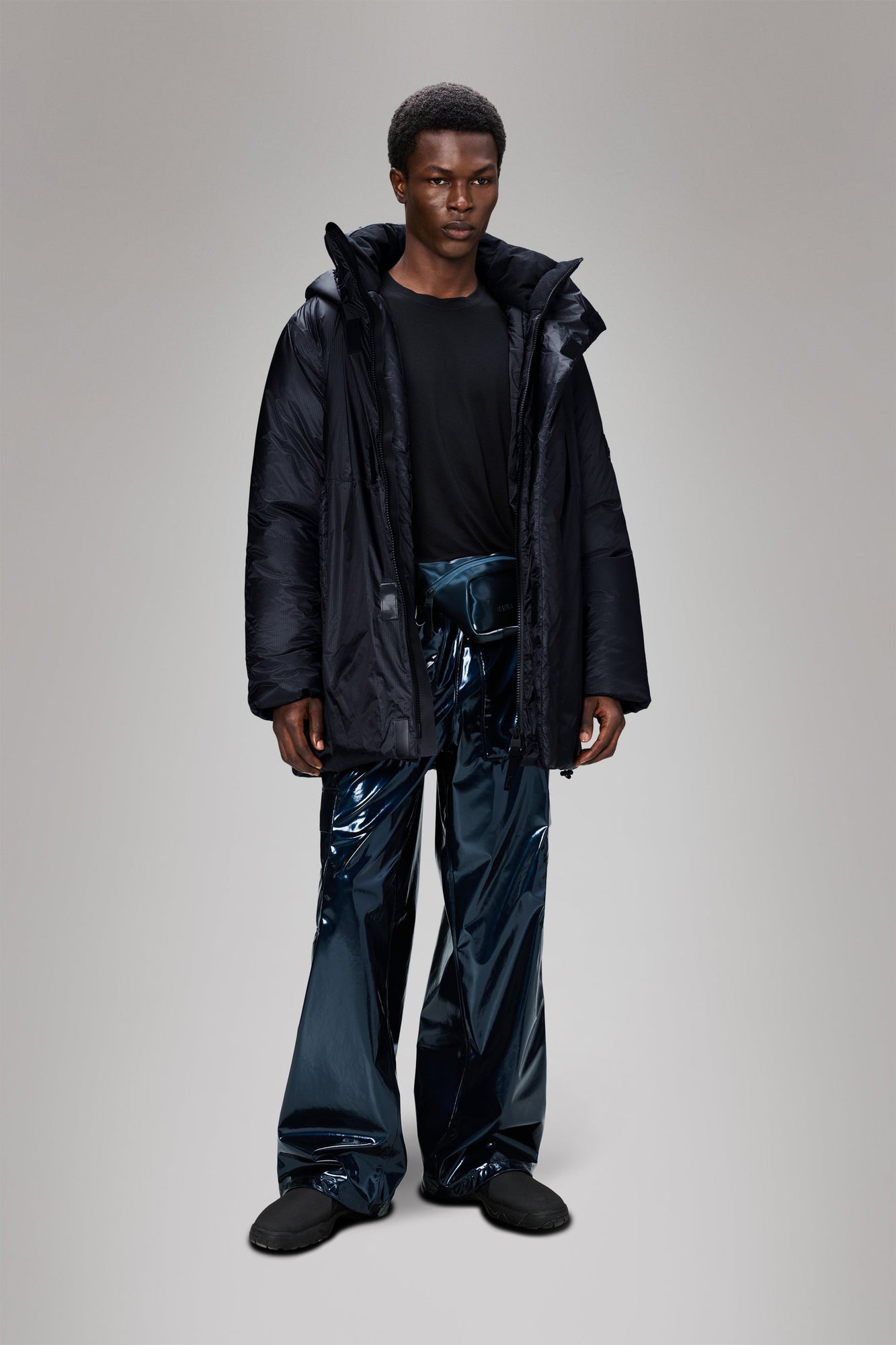 RAINS Torna Insulated Long Jacket Navy Jacket