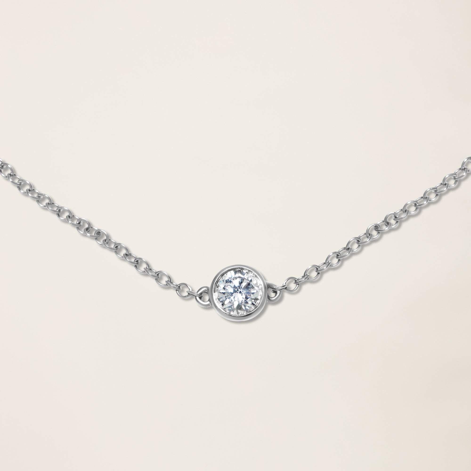 Womens | 14K Solid White Gold | Solitaire Bezel Bracelet | 0.15 CTW Diamonds