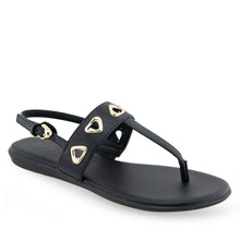 Iago Sandal Flat | Black Faux Leather