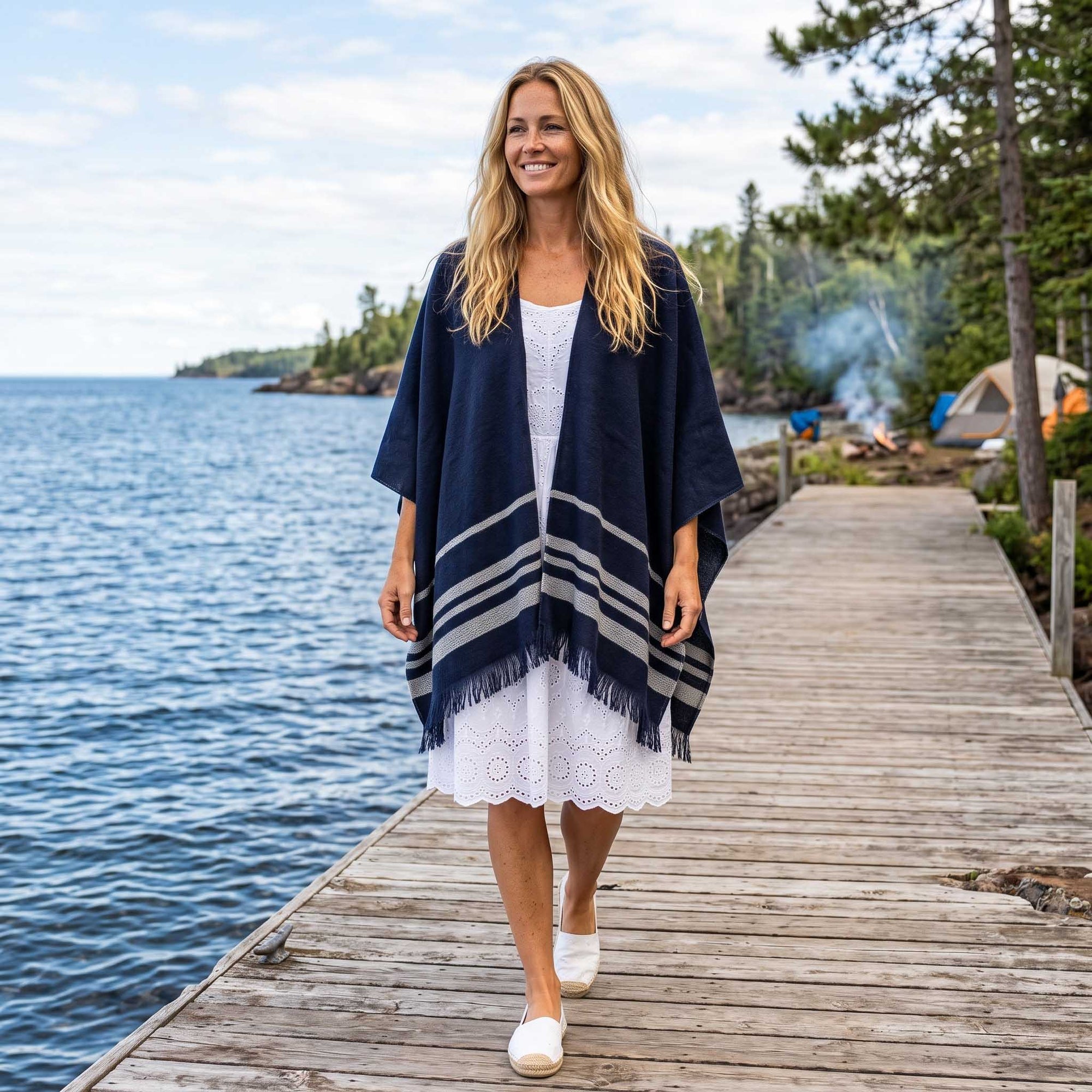 Women | Sail Kimono | Navy / Ivory