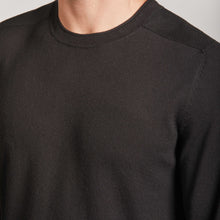 Men | Vicuna Saddle Shoulder Crew Neck for Men | Black