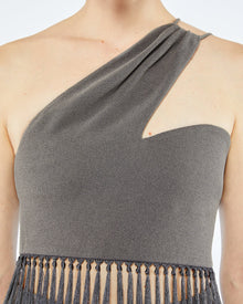 Womens | Emilou Fringed Halterneck Top | Dark Grey Hld23