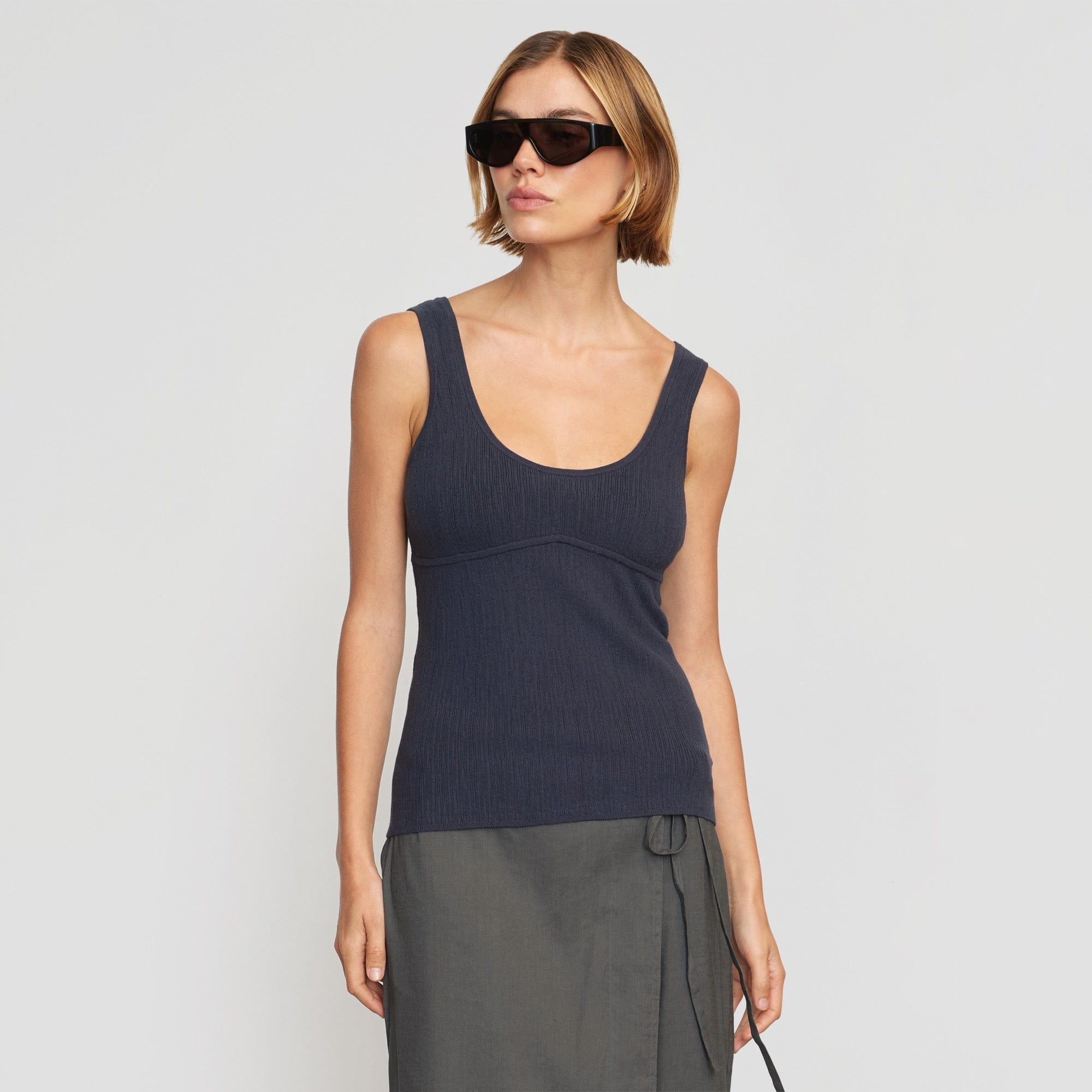 Aida Contour Sweater Tank | Dusty Navy