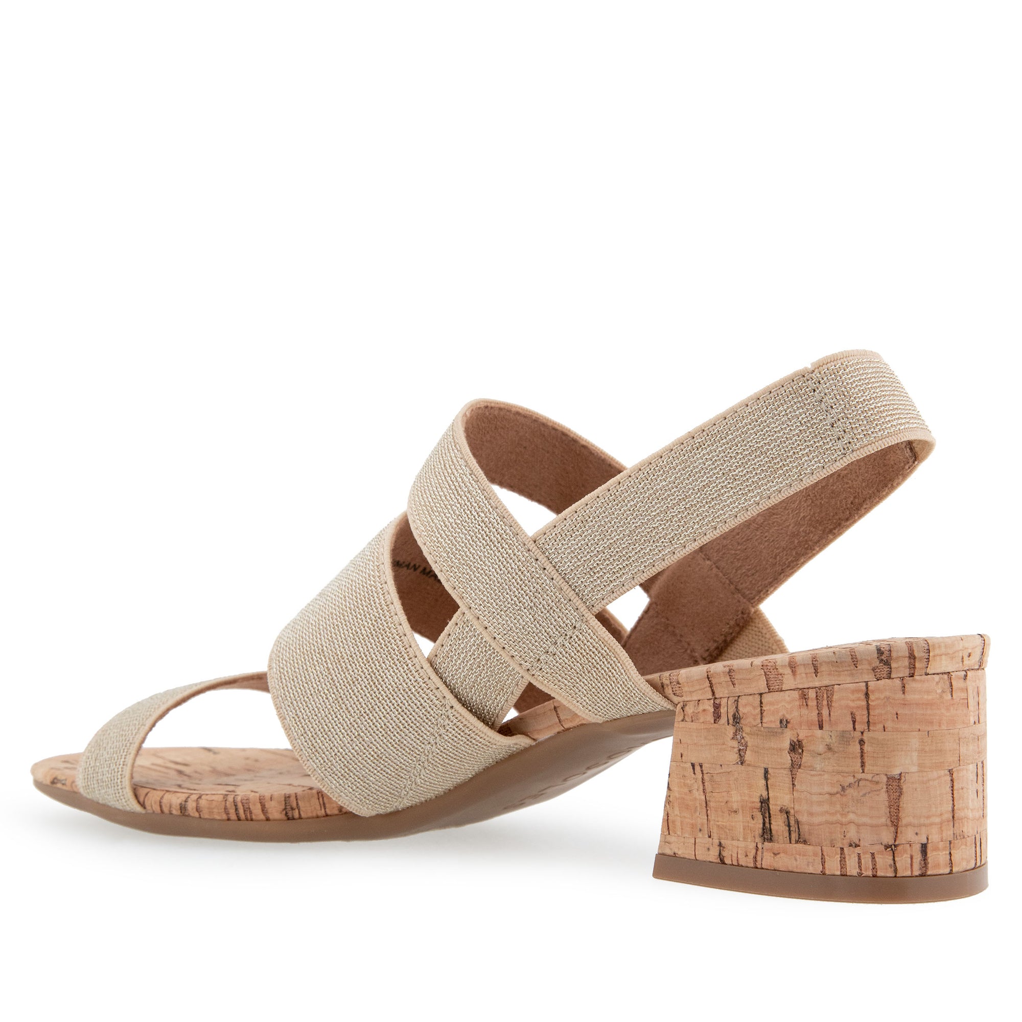 Chara Sandal Dress Block Heel | Gold Metallic Elastic Fabric