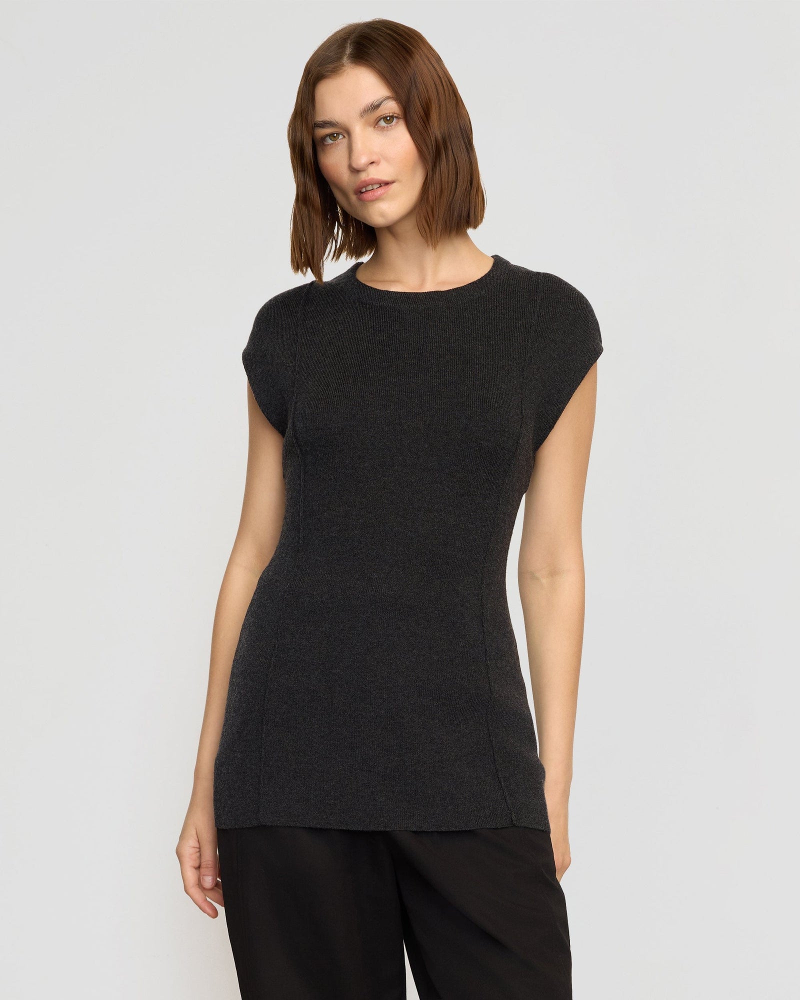 Alani Organic Cotton-Wool Knit Top | Heather Charcoal