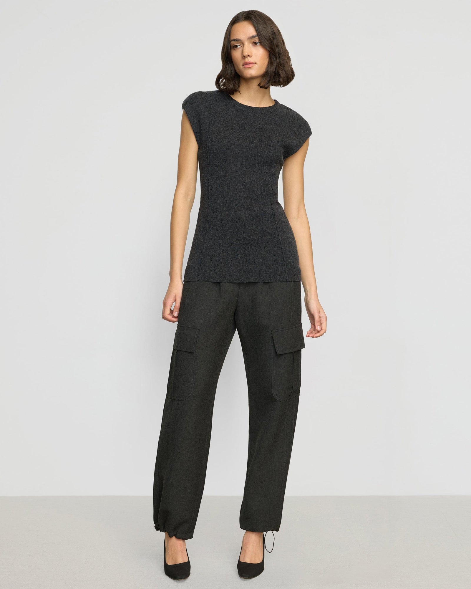 Alani Organic Cotton-Wool Knit Top | Heather Charcoal