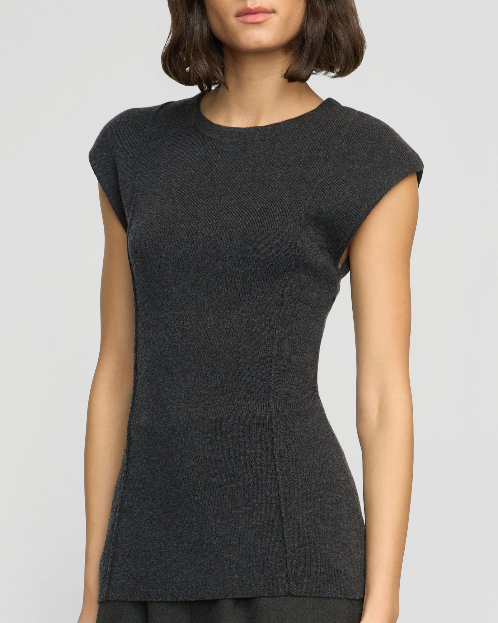 Alani Organic Cotton-Wool Knit Top | Heather Charcoal