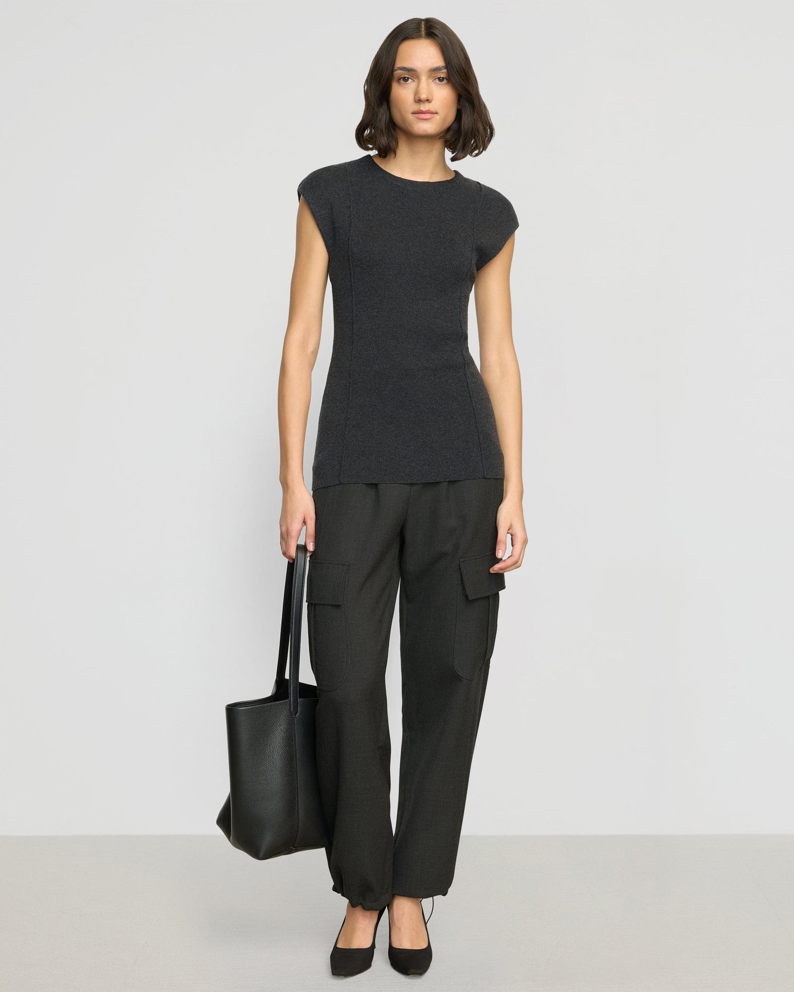 Alani Organic Cotton-Wool Knit Top | Heather Charcoal