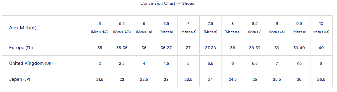 Product size guide