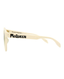 Alexander McQueen | Women | Round Acetate Sunglasses | White