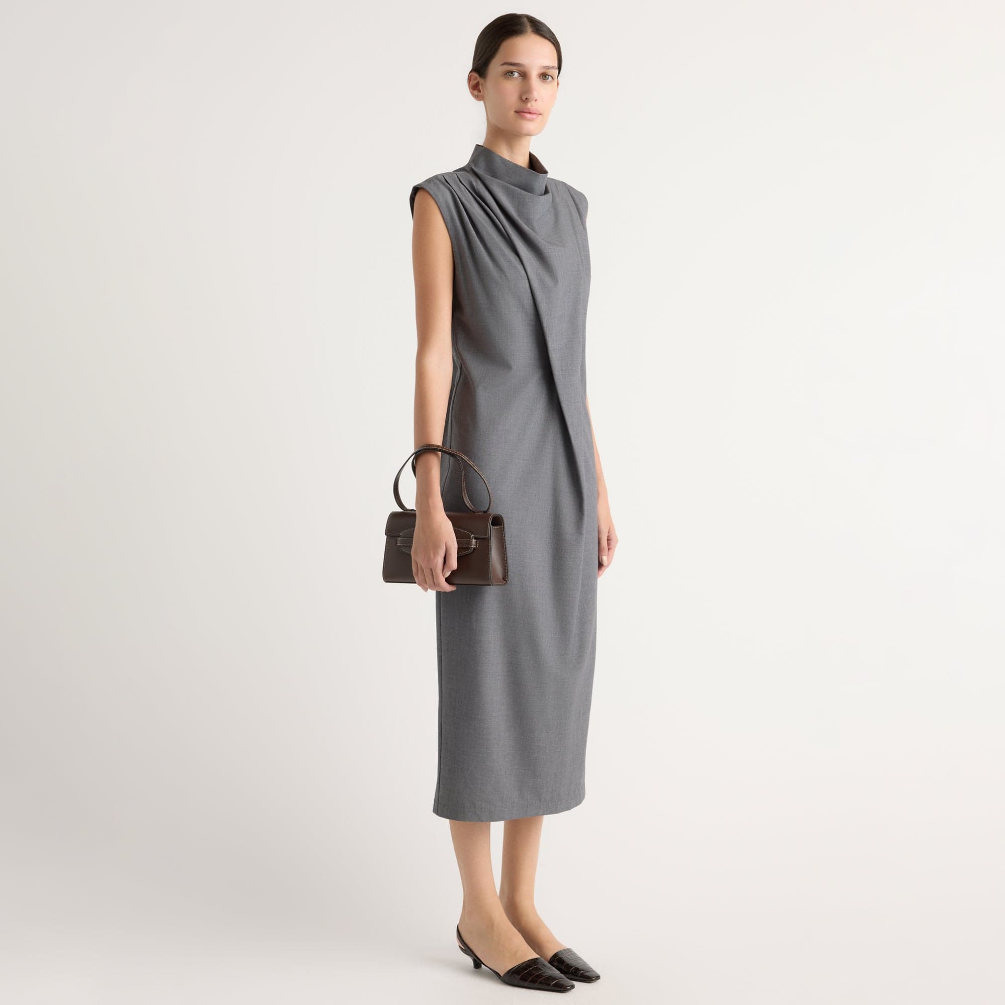 Karolina | Amara Gathered-Neck Drape Dress in Size Extra Small