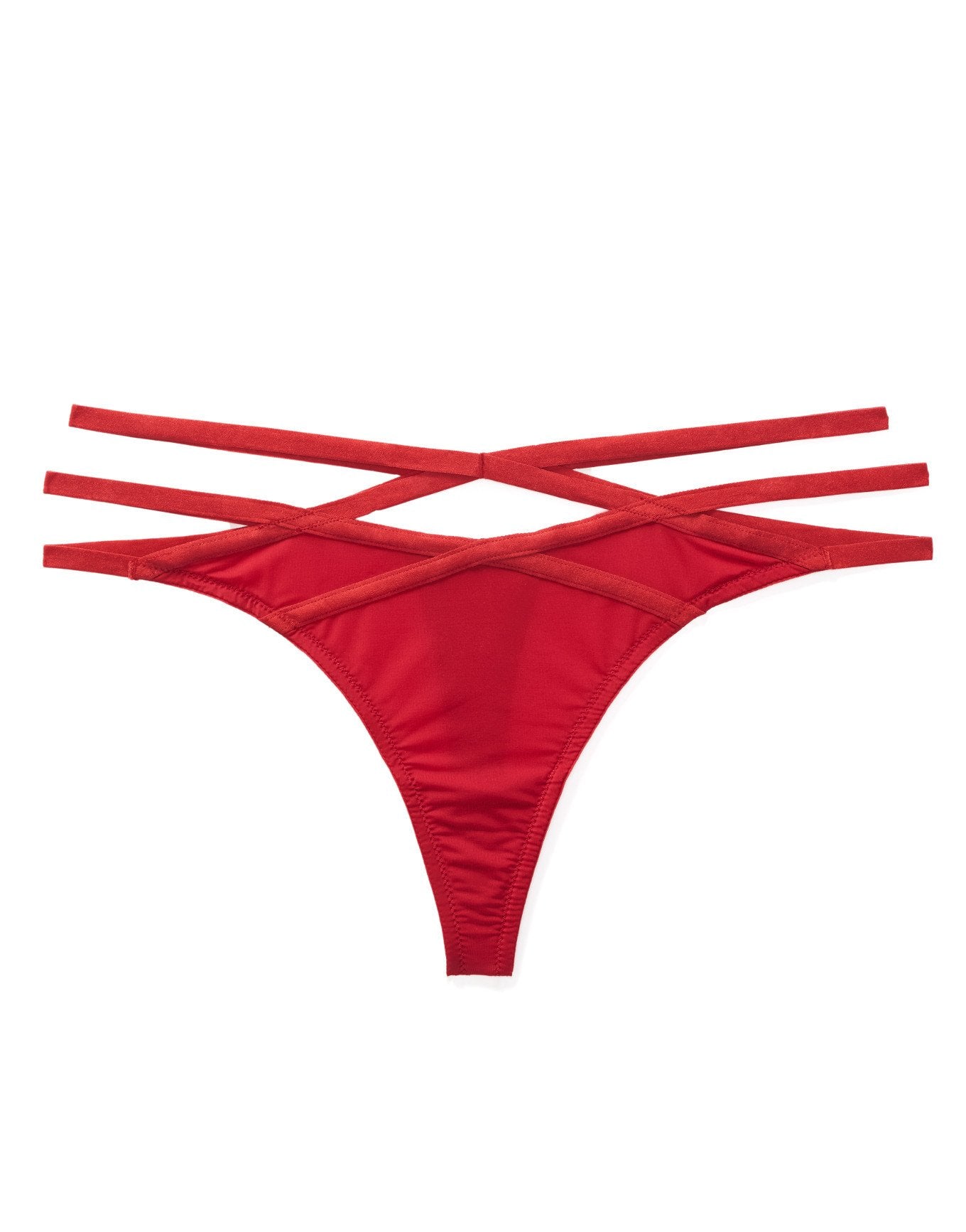 Adore Me Arla Strappy Thong in color Jester Red and shape thong