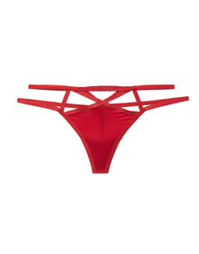Adore Me Nehrissa Strappy Thong in color Jester Red and shape thong