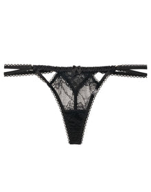 Adore Me Kimmy Strappy Thong in color Jet Black and shape thong