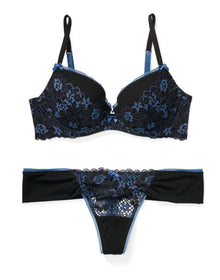 Adore Me Jana Push-Up Demi in color Jet Black and shape demi