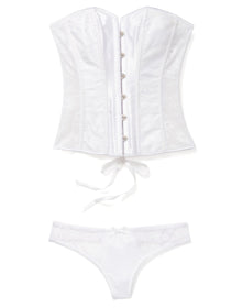 Adore Me Ashoka Boned Corset Set in color Bright White and shape corset