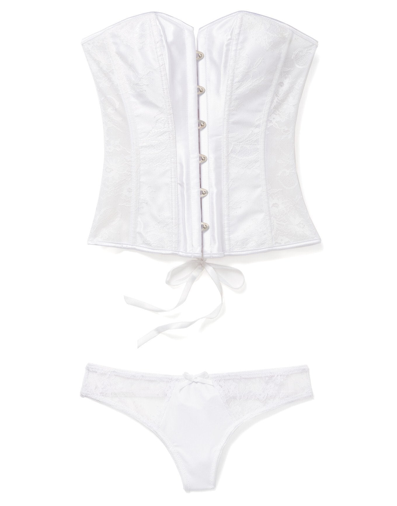 Adore Me Ashoka Boned Corset Set in color Bright White and shape corset