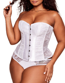 Adore Me Ashoka Boned Corset Set in color Bright White and shape corset