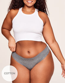 Adore Me Bray Thong in color Jersey Likra Medium Heather Gray  and shape thong