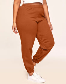 Adore Me Kaylie Classic Fleece Sweatpant in color Rust and shape pant