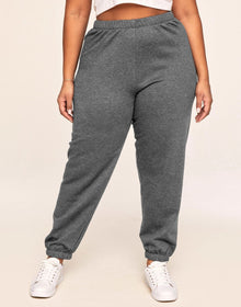 Adore Me Kaylie Classic Fleece Sweatpant in color Noir Dark Heather and shape pant