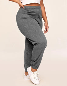 Adore Me Kaylie Classic Fleece Sweatpant in color Noir Dark Heather and shape pant