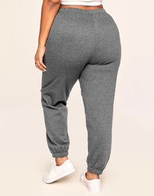 Adore Me Kaylie Classic Fleece Sweatpant in color Noir Dark Heather and shape pant