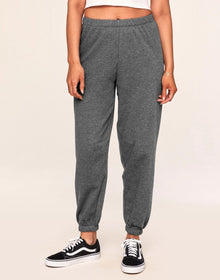 Adore Me Kaylie Classic Fleece Sweatpant in color Noir Dark Heather and shape pant