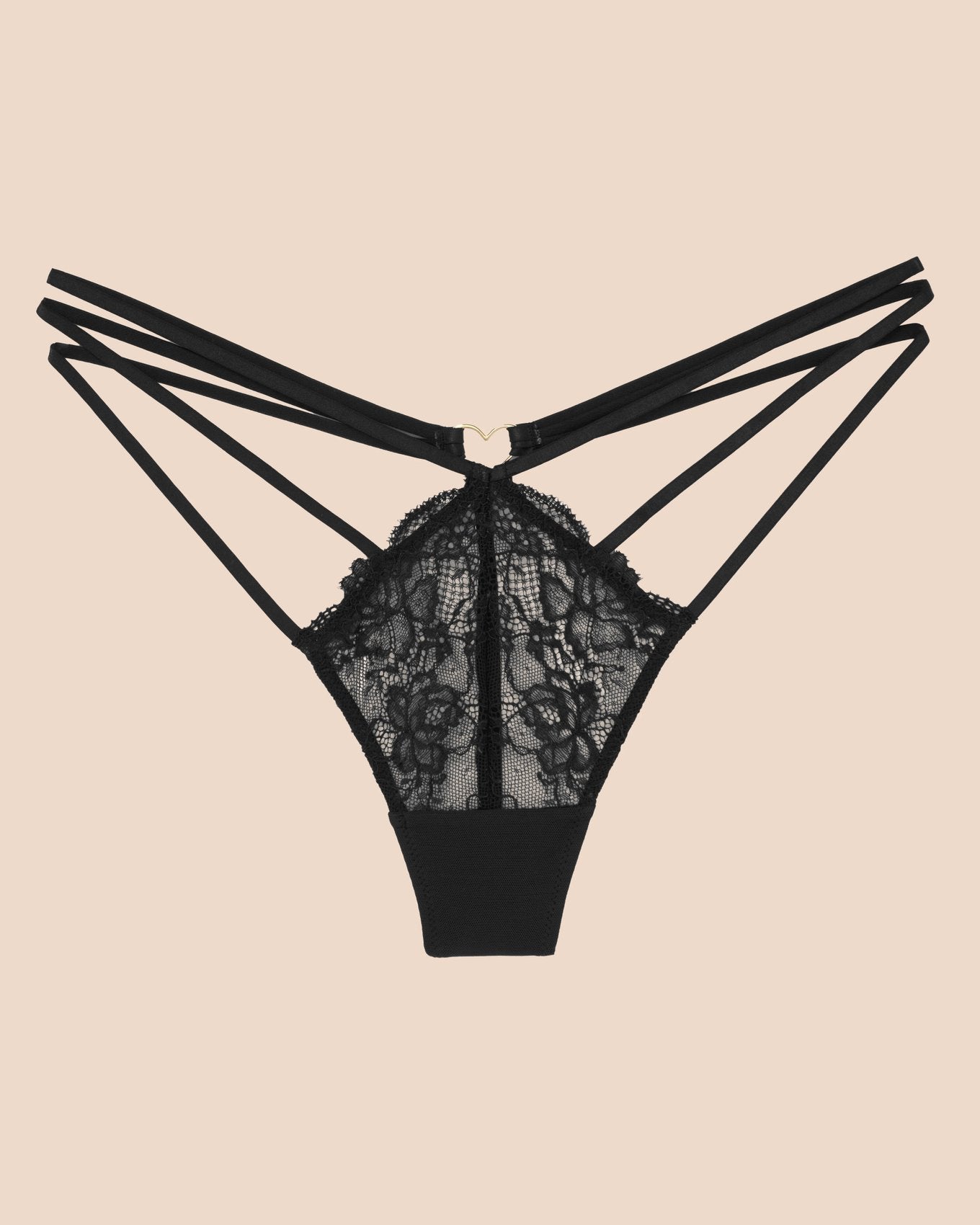 Adore Me Kimberly Strappy Thong in color Jet Black and shape thong