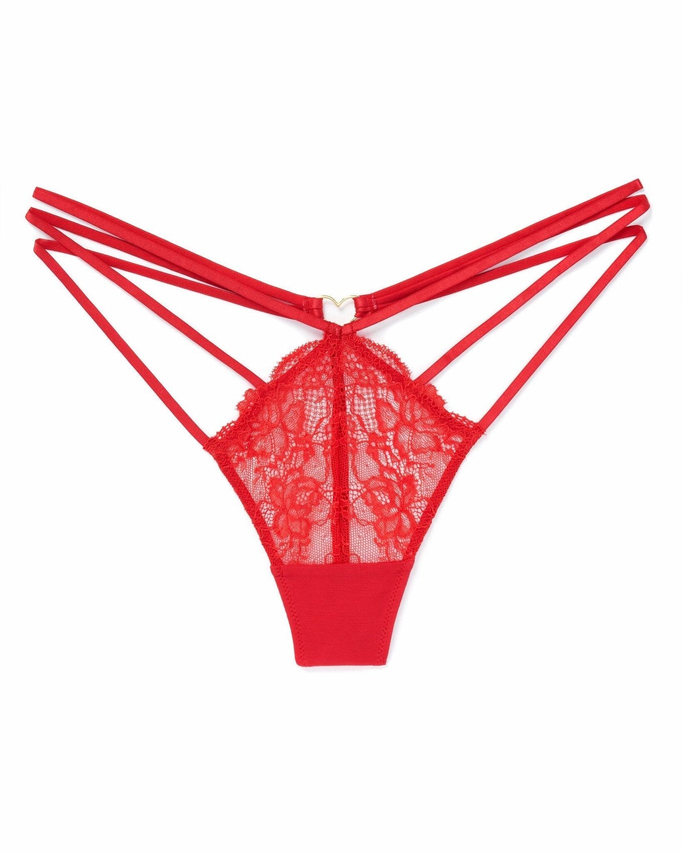 Adore Me Kimberly Strappy Thong in color High Risk Red and shape thong