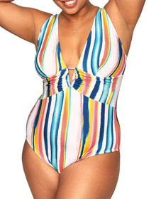 Adore Me Andria One-Piece in color Tie- Dye Stripe C01 and shape one piece