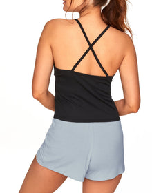 Adore Me Paige Cami & Short Pajama Set in color Jet Black and shape pj