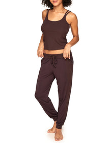 Adore Me Leelee Tank & Jogger Set in color Fudge and shape pj
