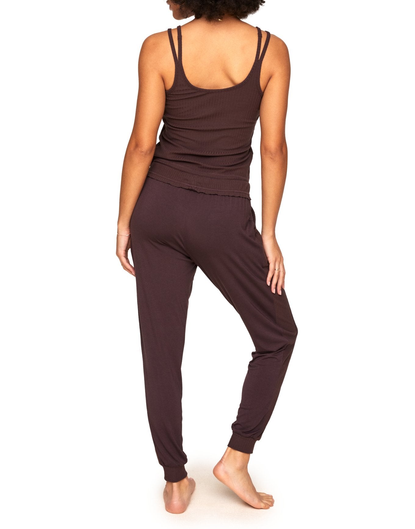 Adore Me Leelee Tank & Jogger Set in color Fudge and shape pj
