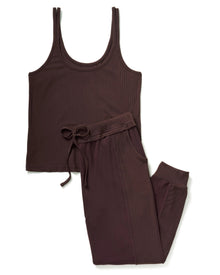 Adore Me Leelee Tank & Jogger Set in color Fudge and shape pj