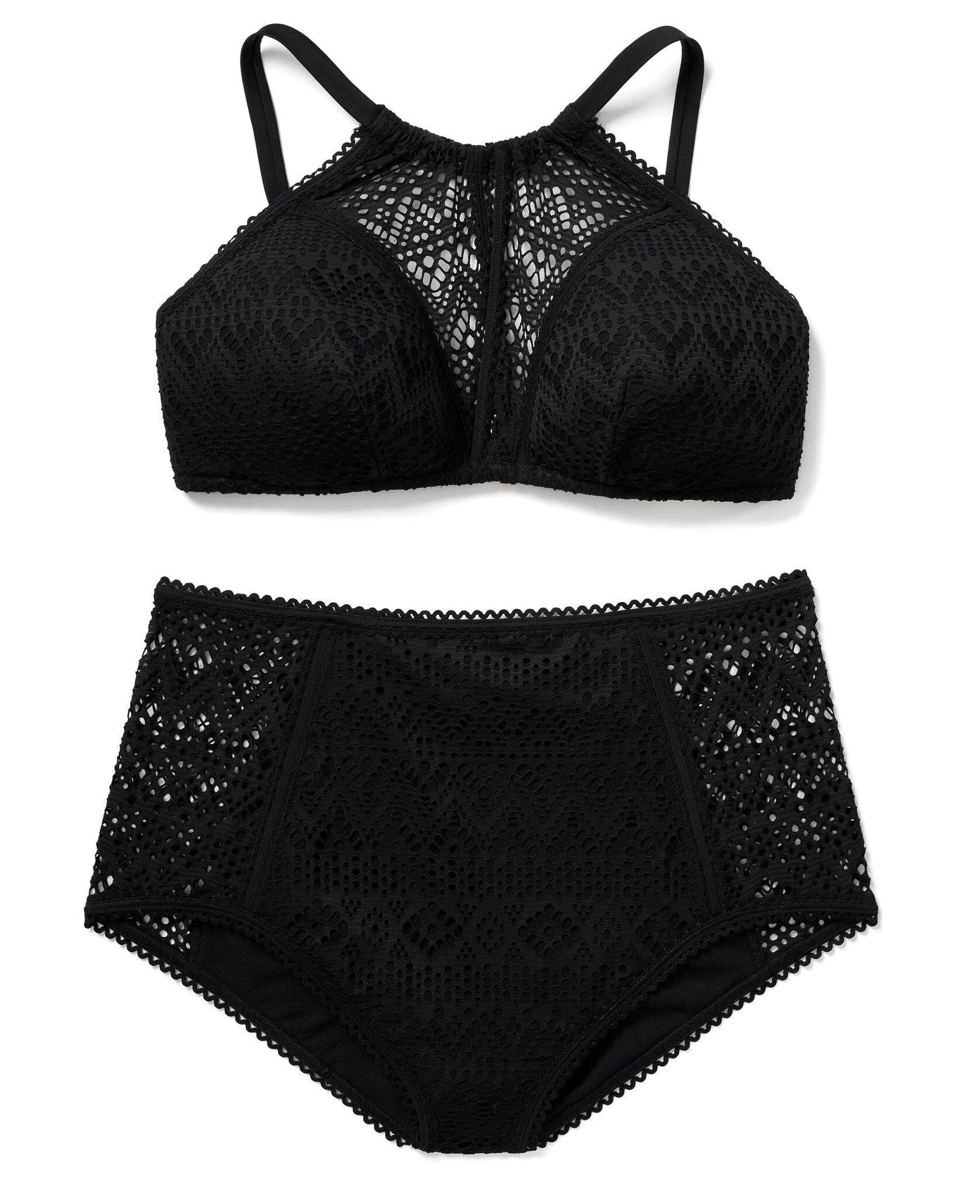 Adore Me Lianne Bra in color Jet Black and shape two piece