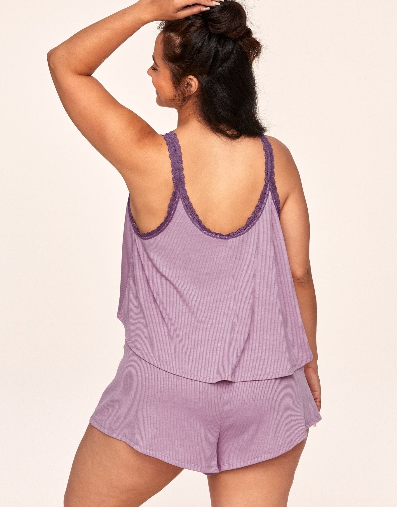 Adore Me Cailey Cami & Short Set in color Mauve Mist and shape pj