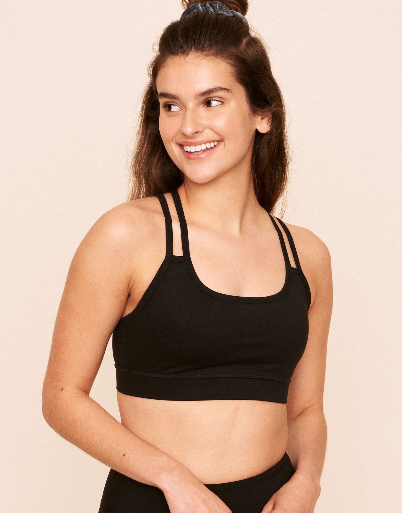 Adore Me Cora Cozy Bra Super-Soft Sports Bra in color Noir and shape sports bra