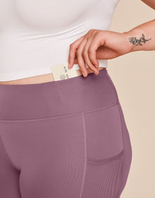 Adore Me Ava Legging Active Legging with Pockets and Mesh Details in color Walkpop_Plum Pie and shape legging