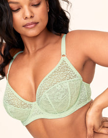 Adore Me Roxana Unlined Demi & Panty Set in color Celadon Green and shape demi
