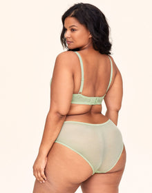 Adore Me Roxana Unlined Demi & Panty Set in color Celadon Green and shape demi