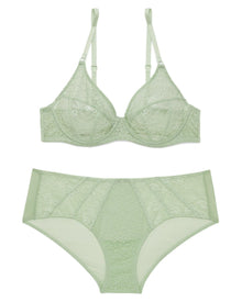 Adore Me Roxana Unlined Demi & Panty Set in color Celadon Green and shape demi