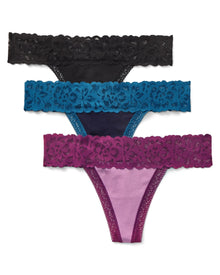 Adore Me Kourtney Cotton Pack Thong Panties (Pack of 3) in color Multi- BBP and shape thong