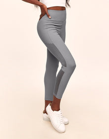 Adore Me Cali Stripe Mesh Active 7/8 Legging With Striped Mesh in color Gray Days and shape legging