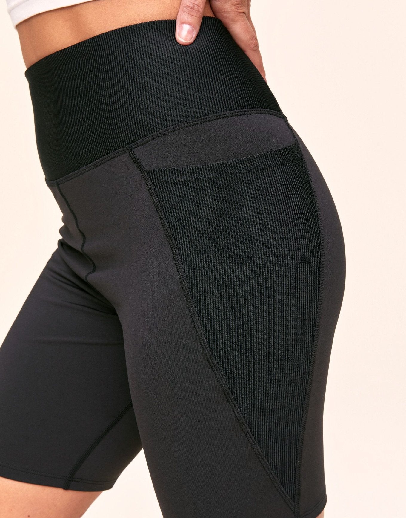 Adore Me Bailey Brushed Biker Short Super-Soft Active Biker Short with Pockets in color Noir and shape short