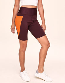 Adore Me Bailey Brushed Biker Short Super-Soft Active Biker Short with Pockets in color Oxblood and shape short