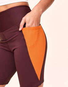 Adore Me Bailey Brushed Biker Short Super-Soft Active Biker Short with Pockets in color Oxblood and shape short