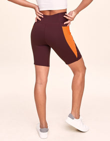 Adore Me Bailey Brushed Biker Short Super-Soft Active Biker Short with Pockets in color Oxblood and shape short