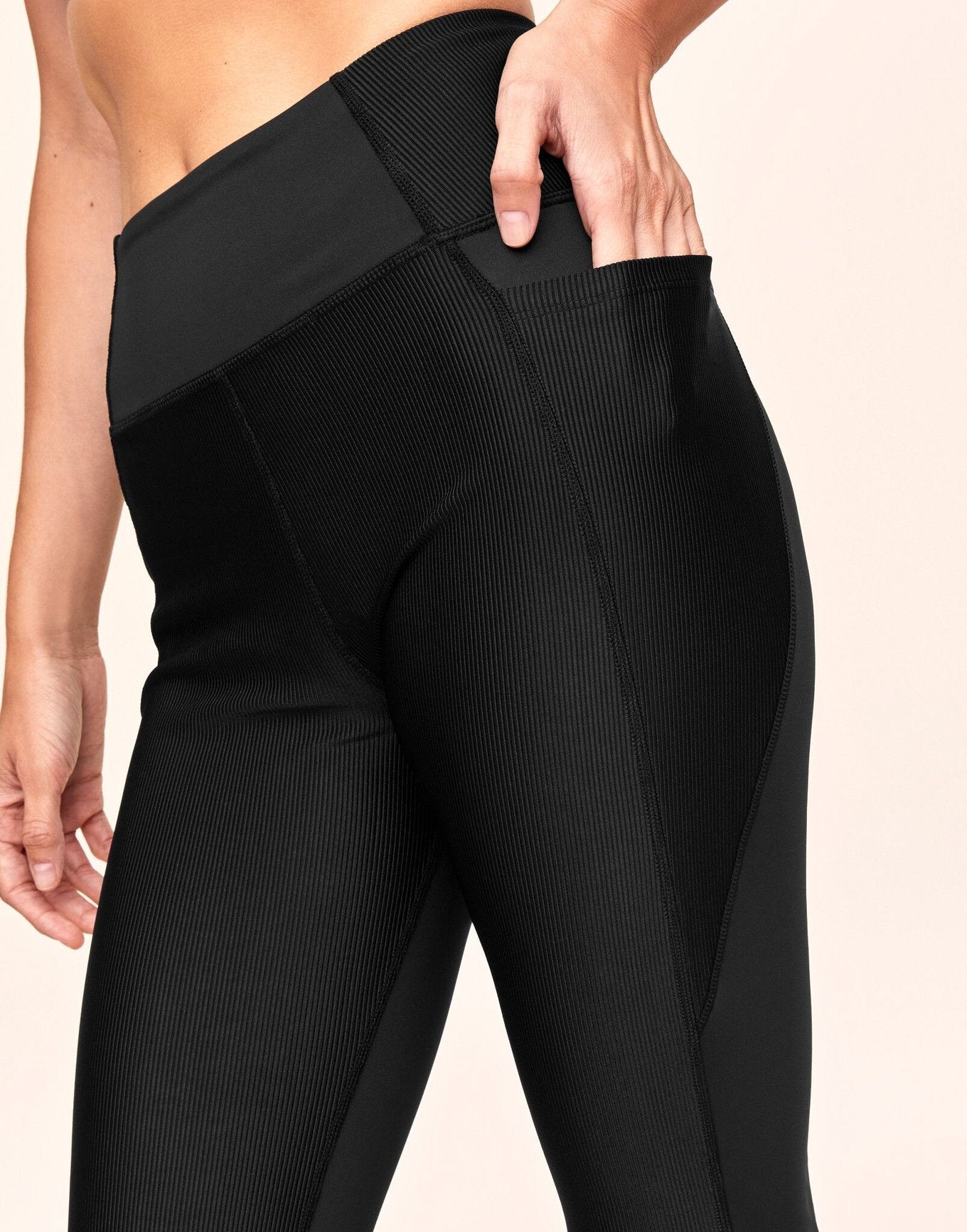 Adore Me Bailey Brushed Crop Super-Soft Active Crop with Pockets in color Noir and shape legging